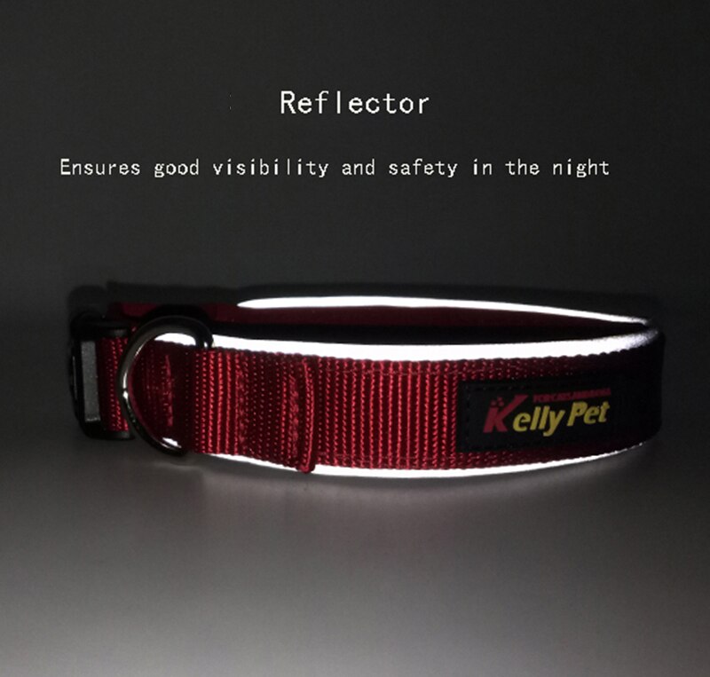 Nylon Dog collar reflective piping padded pet collar adjustable buckle for small medium big dogs orange black pink pet products