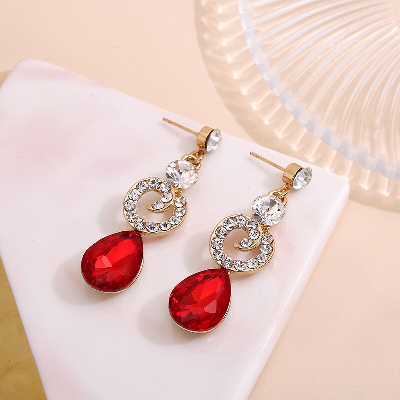 FARLENA biżuteria elegancka kropla wody kształt kryształki górskie naszyjnik kolczyki zestaw biżuterii ślubnej na ślub bal