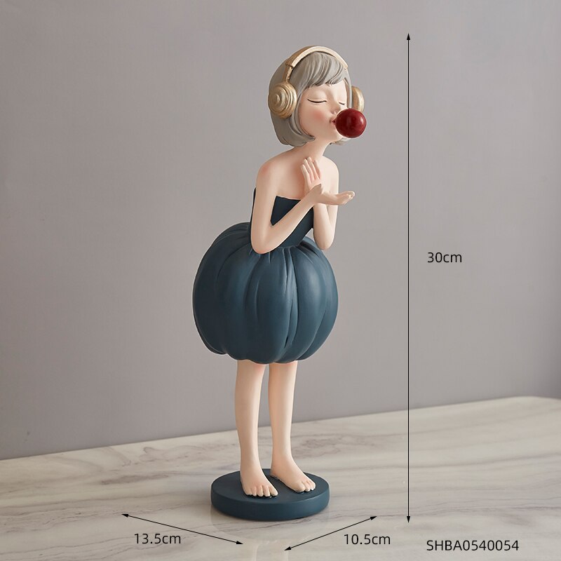 Nordic Sweet Dreamy Bubble Girl Sculpture Storage Lipstick Fruit State Living Room Decoration Bedroom Decor Accessories: Bubble-dark green