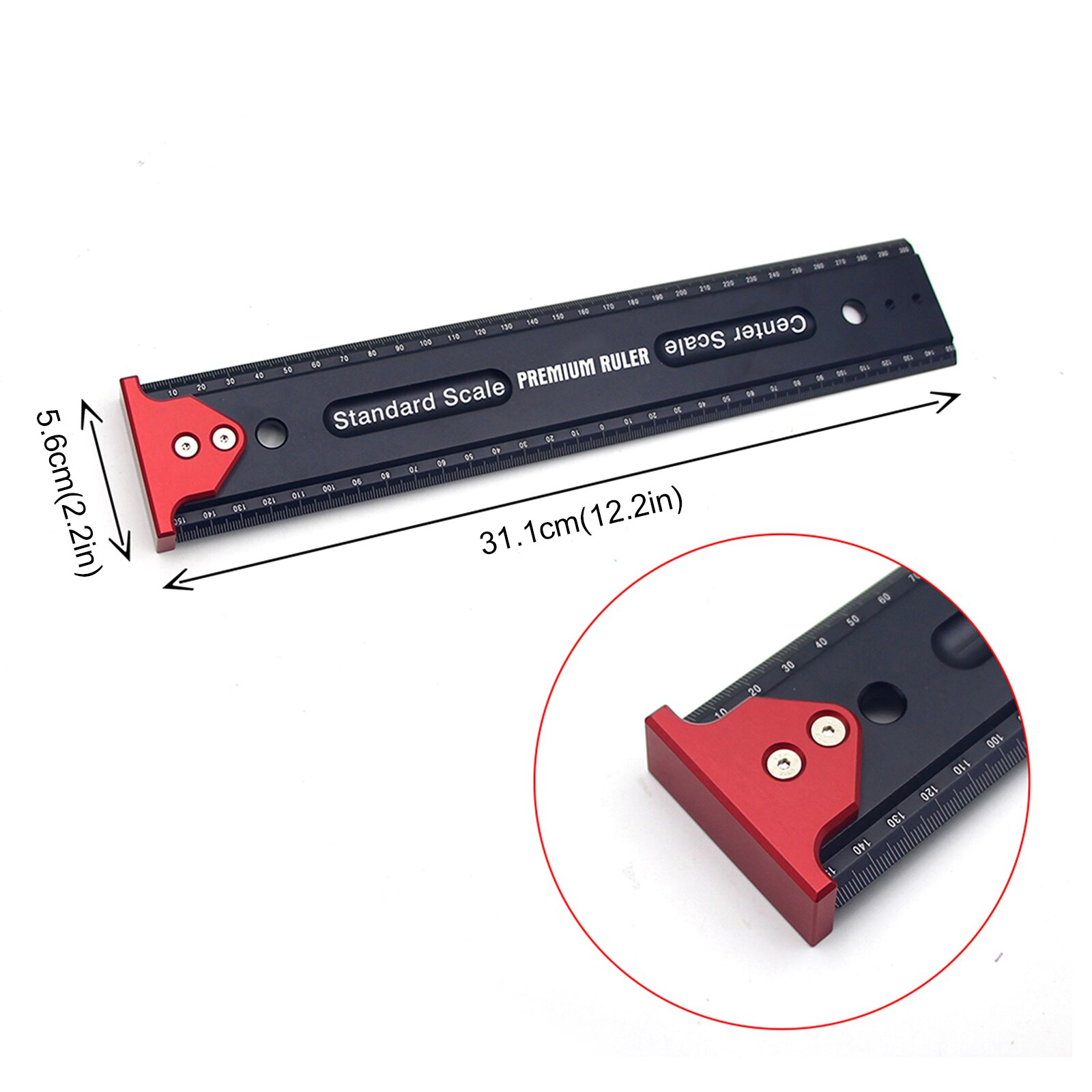 Measuring Ruler With Hook Stop Standard Center Scale Level High Precision Ruler Durable Portable Home Woodworking Tools