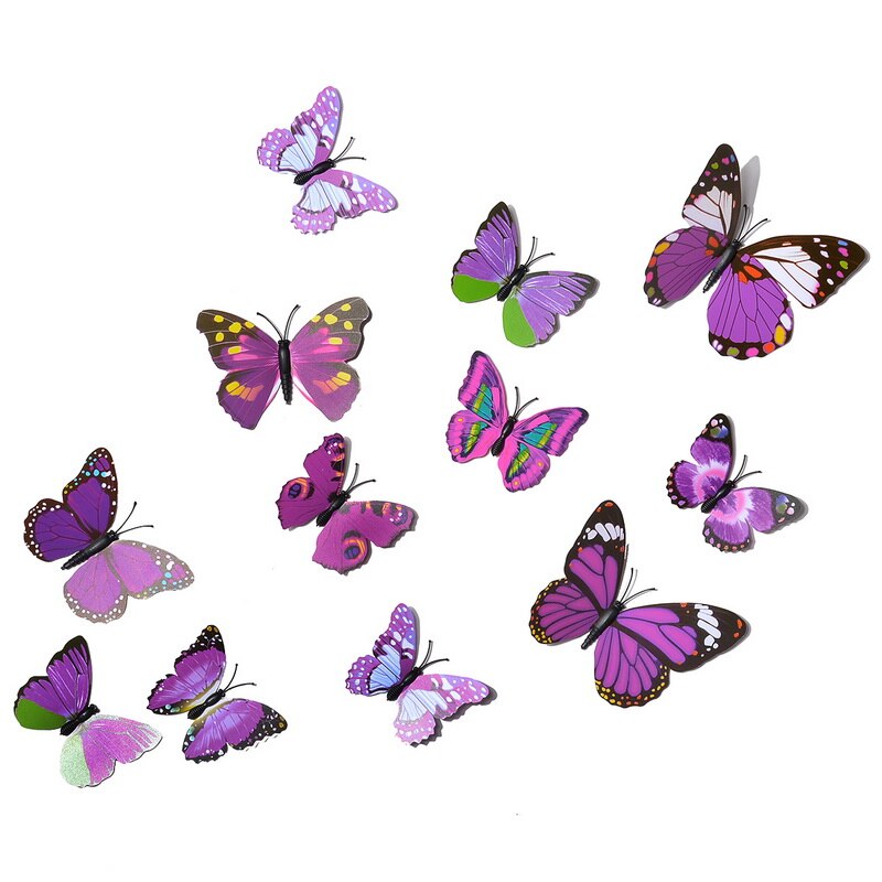 12 Pcs Pvc 3D Diy Vlinder Muurstickers Home Decor Poster Voor Keuken Badkamer Lijm Te Muurstickers Decoratie