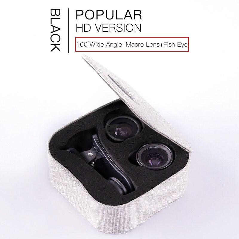 Baseus Mobile Phone Lens Wide Angle Fish eye Fisheye 15X Macro Camera Lens For iPhone Xs Max Xr X Samsung S10 S9 Huawei P30 Pro: Popular Black