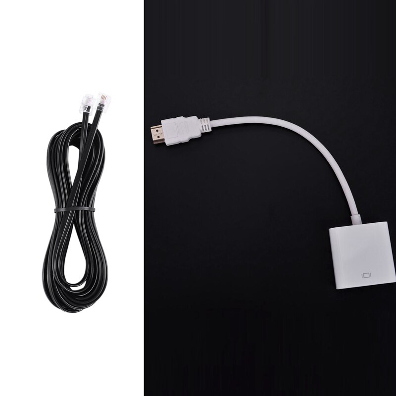 Rj11 6p4c telefone cabo adsl modem 5 metros &amp; hdmi para vga hdmi macho para vga rgb adaptador conversor de vídeo fêmea