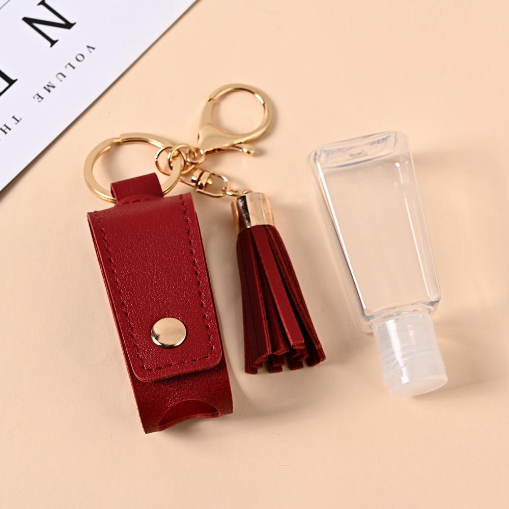 30ml Empty Refillable Bottle Leak Proof Plastic Travel Bottle Portable Squeeze Bottle With Tassel Leather Keychain Holder