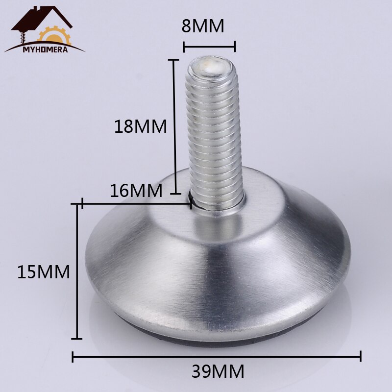 Myhomera 8Pcs Steel Furniture Legs Tea Table Cabinet Shelf Leg Pad Anti-slip Base Adjustable DIY Leveling Feet 13mm 18mm 27mm: 8mmx18mm