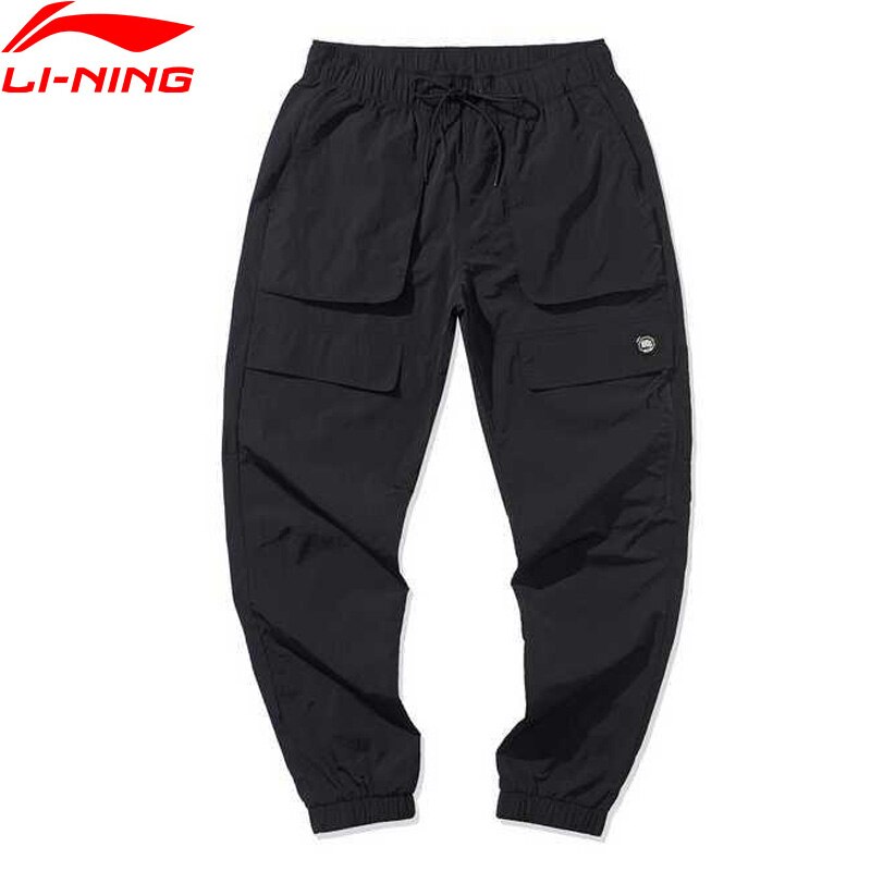 Li-ning mænd bad five basketball track bukser 100%  nylon løs fit lommer foring fitness li ning sportsbukser aykq 229