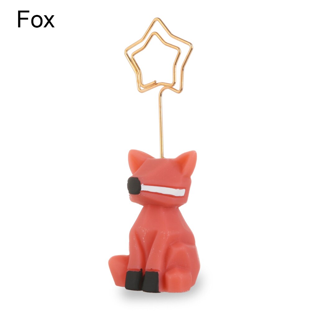 1pc Cute Animal Photo Paper Clip Holder Desk Name Card Memo Clip Wedding Favors Card Decoration Birthday Desk Accessories: Fox