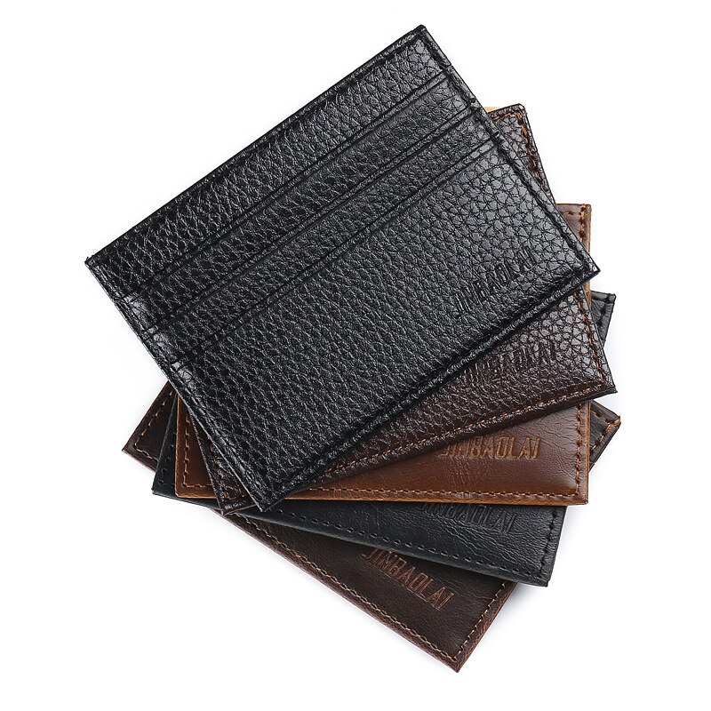 Men Slim Soft Business Credit Card Holder PU Leather Vintage Wallet Retro Texture Mini ID Holders Black Bank Case Purse