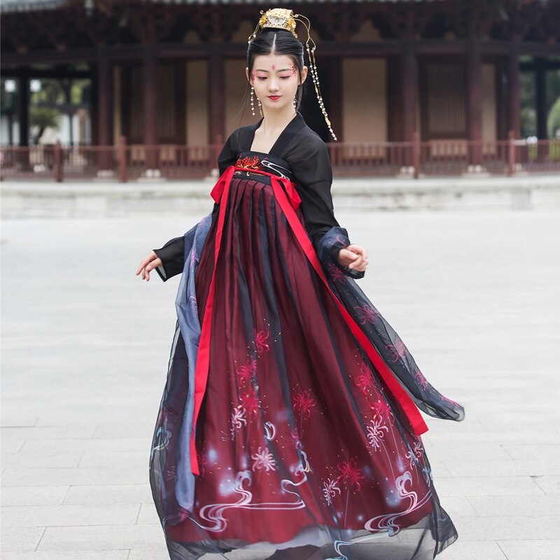 Hanfu Black Stage disfraces cantantes traje de baile tradicional chino traje de Festival Oriental ropa de actuación Folk DC1808: S