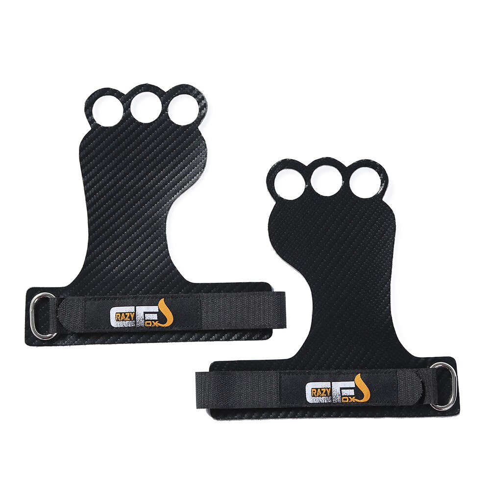 Carbon gymnastik håndtag til vægtløftning crossfit pullups træning håndfladebeskytter gym greb handsker ergonomisk: Sort / Medium