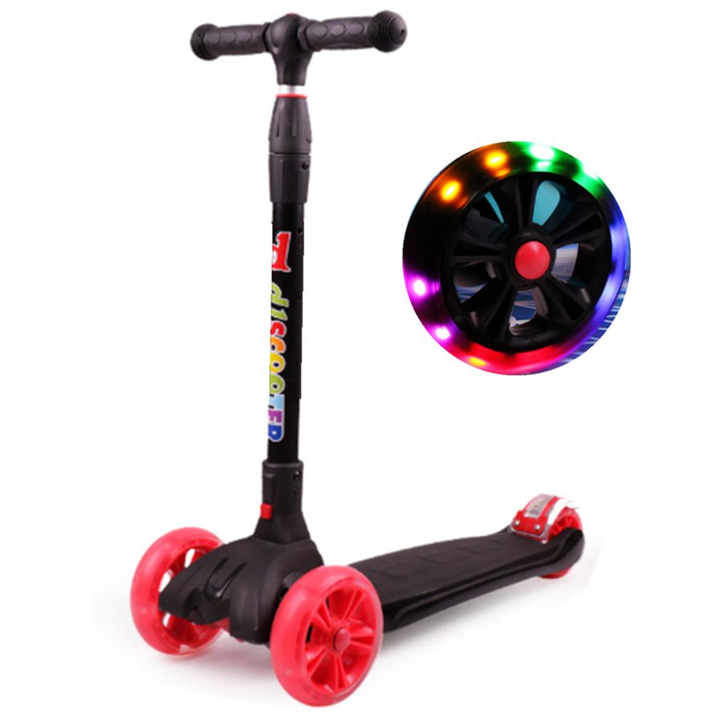 Faltbare Rolle für freundlicher 3 Rad T-Bar Einstellbare Reiten trete Rolle LED PU Blinkende ÜSpund Gleichgewicht für freundlicher geburtstag: Schwarz