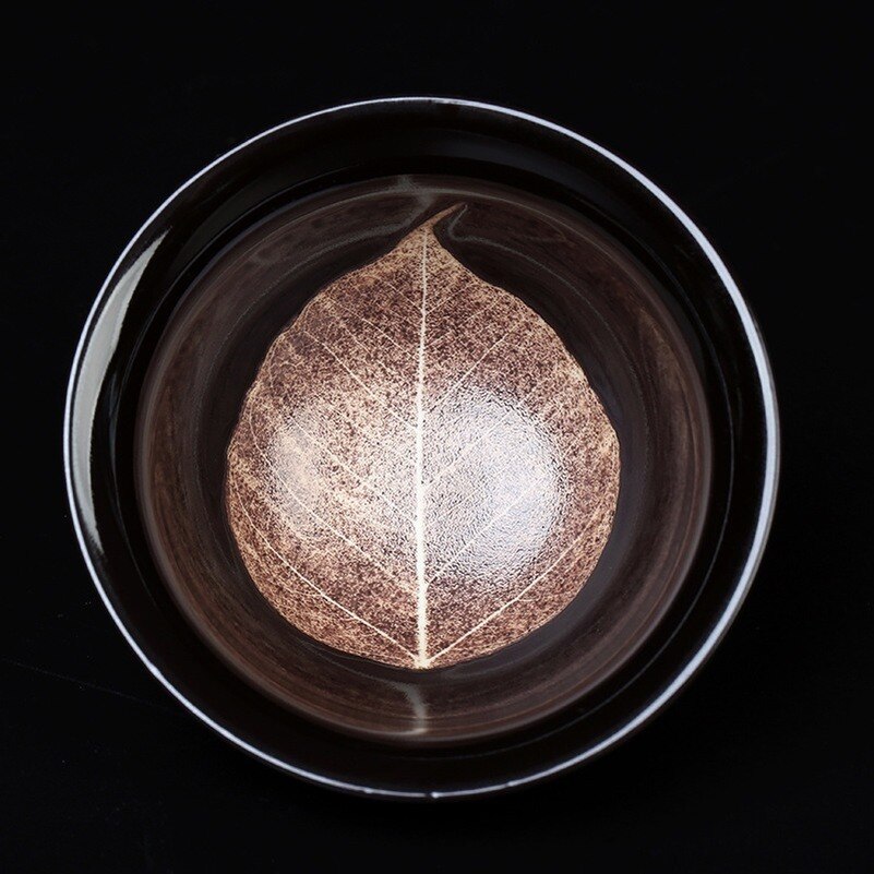 Neue Keramik Tee Tasse Muyezhan Tianmu Einzigen Tasse Maulbeere Blatt Echt Blatt Tee-einstellen Tasse Tee Schüssel Geformt Meister Tasse kung Fu Tee Tasse