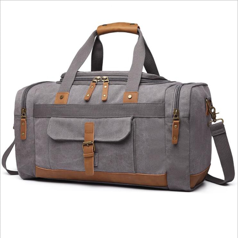 Markroyal Reistassen Canvas 50L Grote Reizen Duffle Voor Overnachting Duffle Tassen Weekend Bagage Mannen Schoudertas: Dark gray