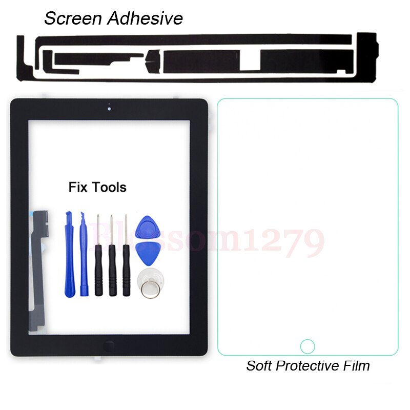 1 Pcs Digitizer Touch Screen Glass Panel Voor Ipad 3 3rd Gen A1416 A1430 A1403 Voor Glas + Knop + lijm + Beschermen + Gereedschap + Bezel