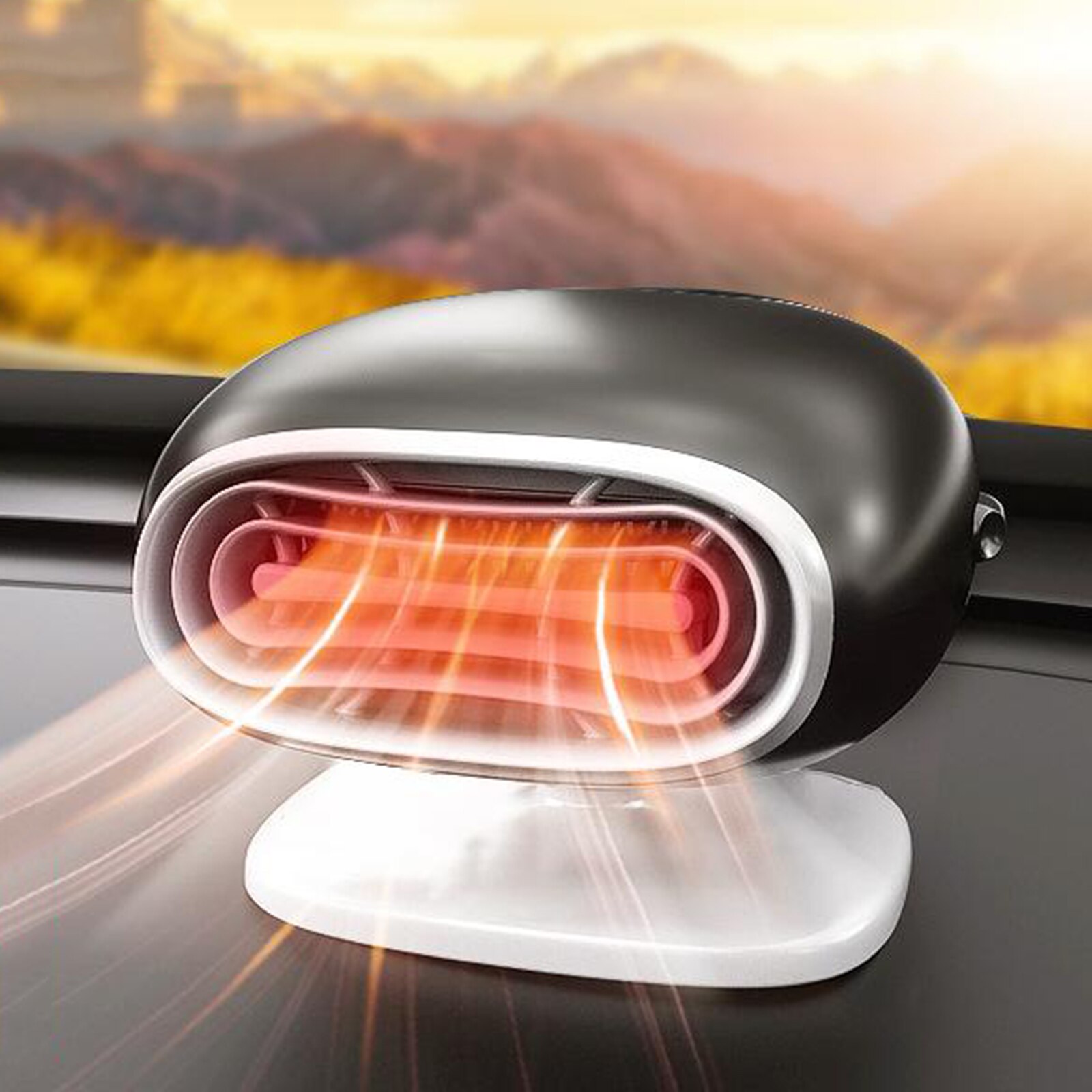 12V Fast Heating Car Windscreen Heater Fan Defogger Defroster with Base, 2 in 1 Heating & Cooling Auto Car Heater