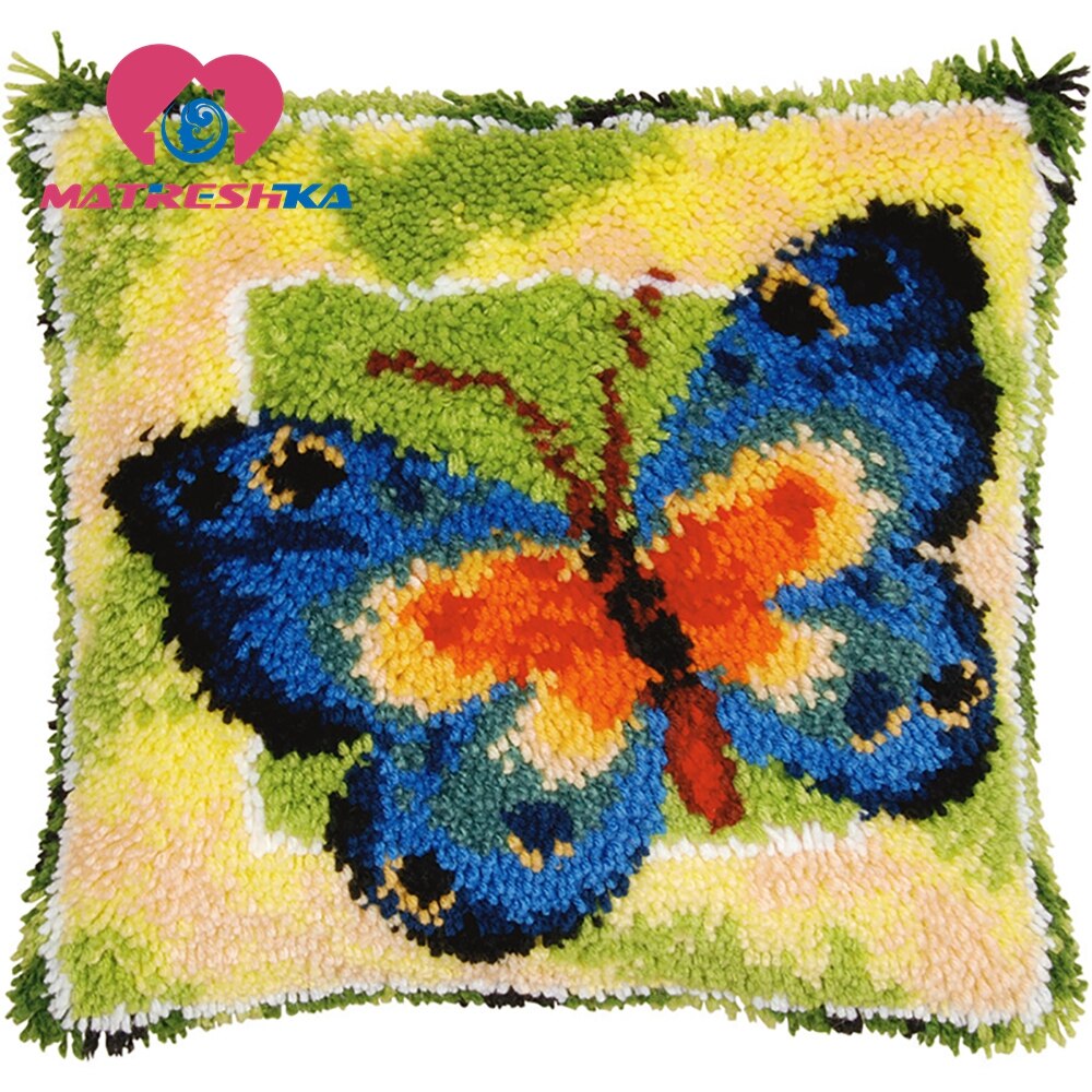 Klink haak pilowcase kits tapijt borduurwerk kruissteek kussen doen het zelf tapijt borduren kussens vlinder tapijt kit