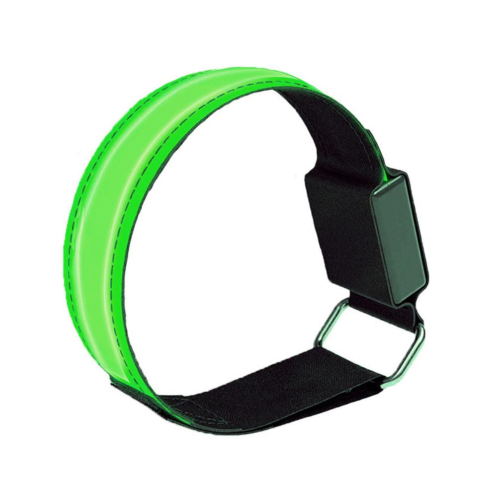 Led armbånd justerbar armbånd reflekterende blinkende strimler ankel glød armbånd sikkerhed lys til nat jogging gå cykling: Grøn 1 pc
