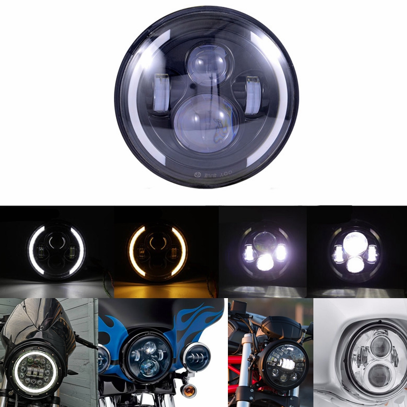 Faro LED de 7 pulgadas para motocicleta, alto y bajo de haz lámpara de luz, H4