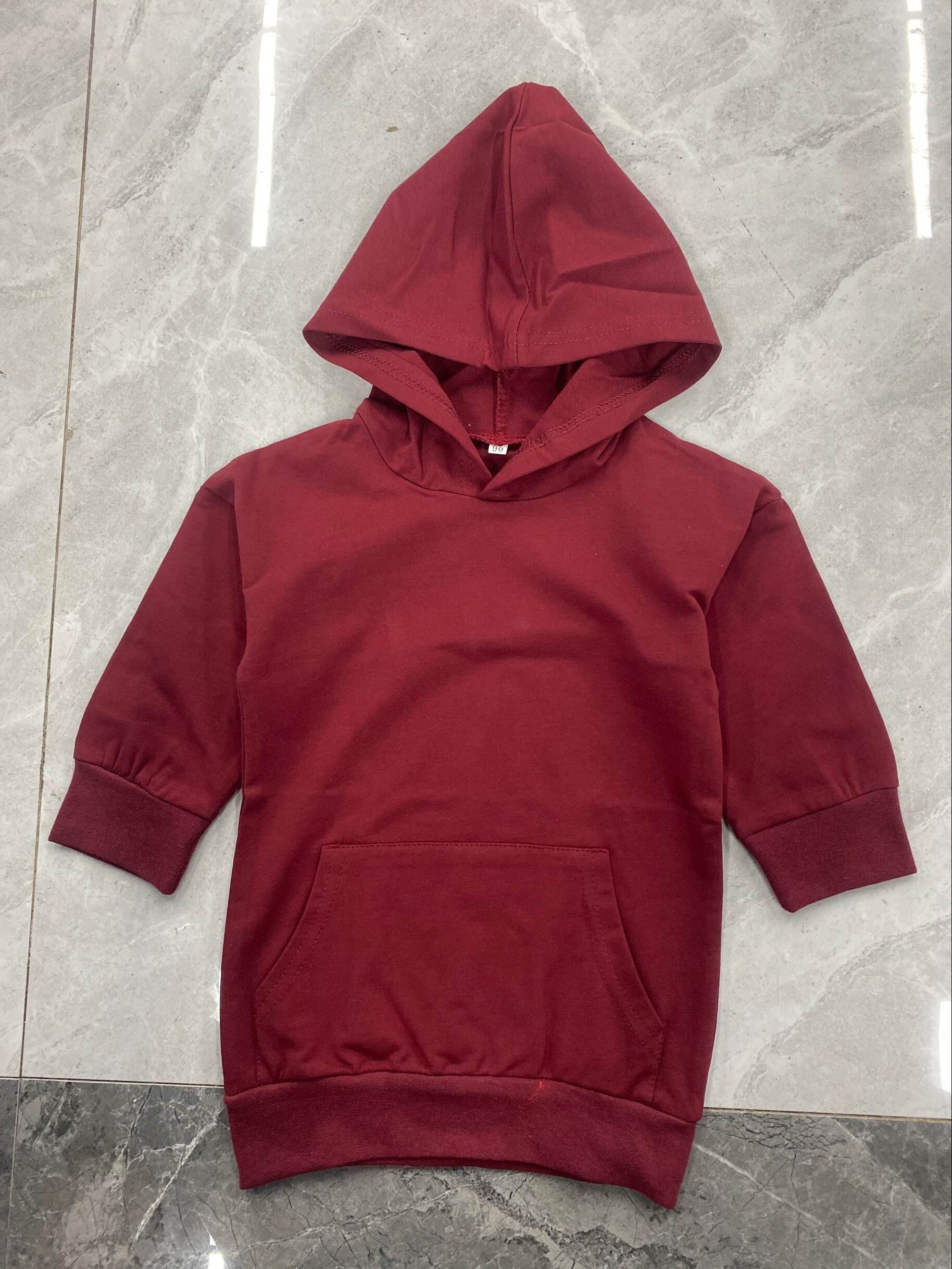 Robe Midi à capuche pour bébé fille, robe de princesse à manches longues et col en V, avec poche frontale, chapeau , jupe unie d'automne: 3 / 6M