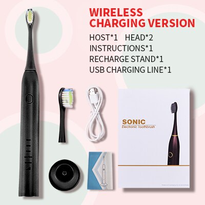 Electric Toothbrush Brosse A Dent Electrique Top Smart Chip Head Replaceable Teeth Brush Tooth Spazzolino Elettrico 5133: Wireless  Black  Kit