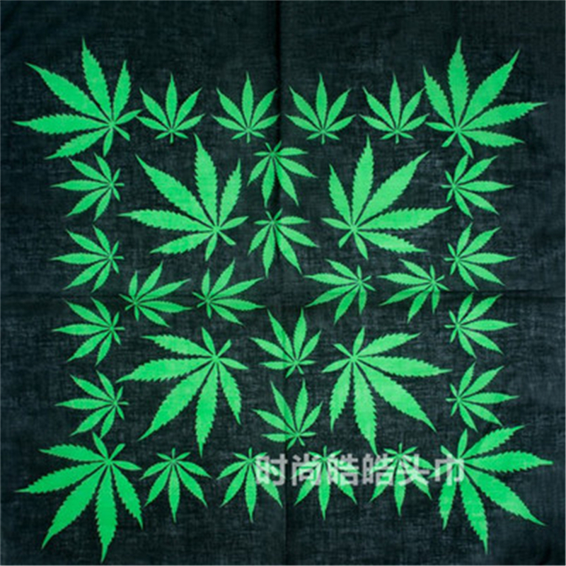 Foulard carré en coton à imprimé de feuilles, multifonctionnel, style hip hop, pour l&#39;extérieur, JQ012: JQ012-2