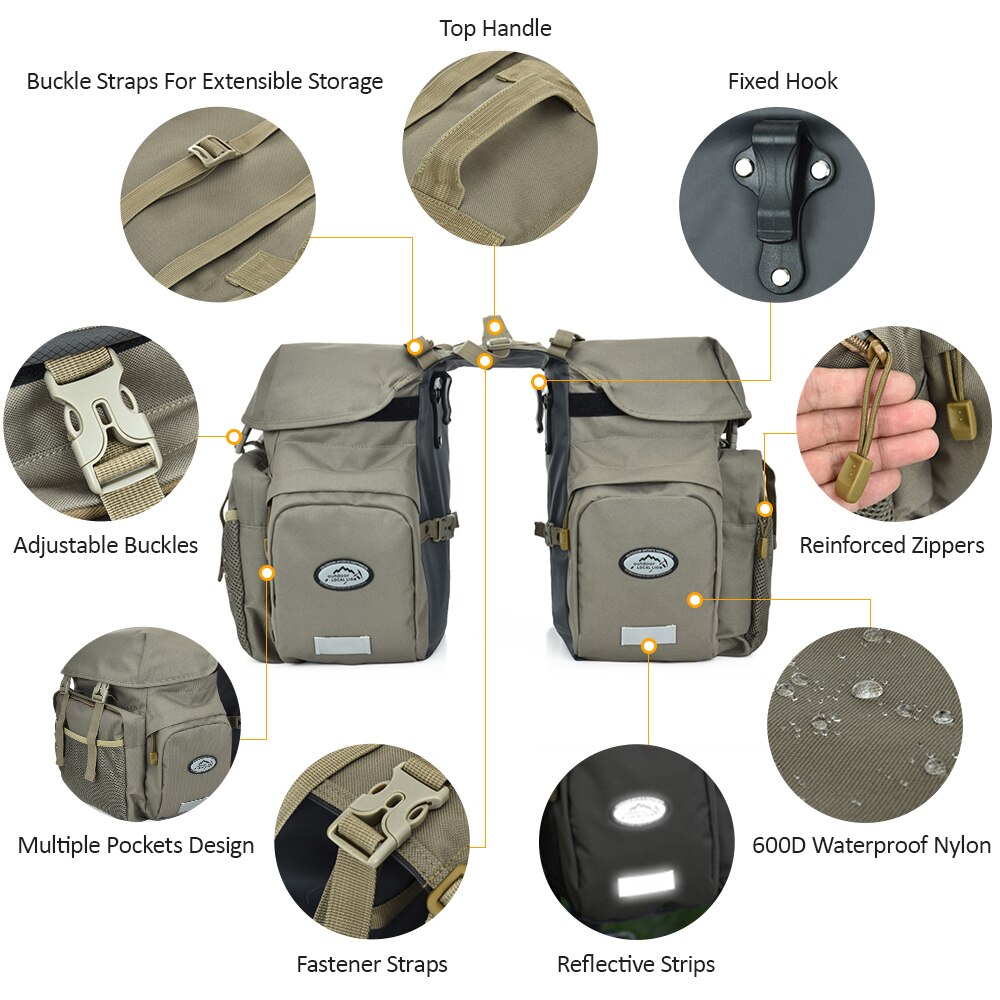 50L Fietstassen Tas Waterdichte Rear Seat Fietstas Kofferbak Zakken Zadeltas Met Regenhoes Voor Travel Camping