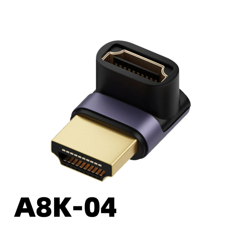 Adaptador UHD 8K 48Gbps HDMI 2,1 V en forma de U, ángulo recto de 90 270 grados, Mini Micro HD macho a conector hembra Compatible con HDMI: Rosa