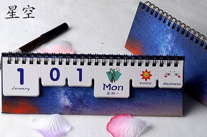 2021 anno Carino fiori di Ciliegio e Cielo Stellato Calendario Da Tavolo Strappo Calendari Perpetui: A