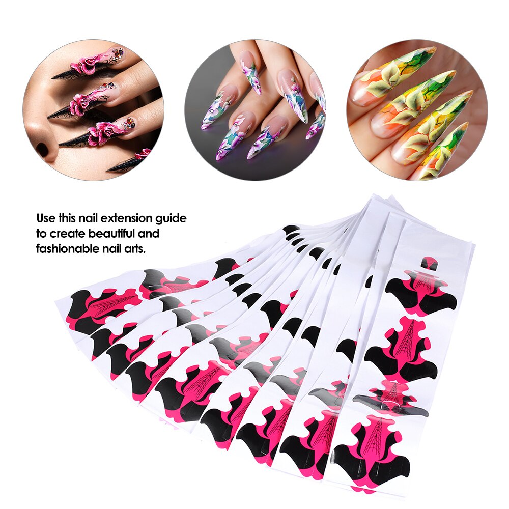 100 Stks Nail Art Uitbreiding Gids Vorm Nail Tips Stickers Nail Polish Tip voor Acryl UV Gel Zelfklevende Vorm DIY Manicure Tool