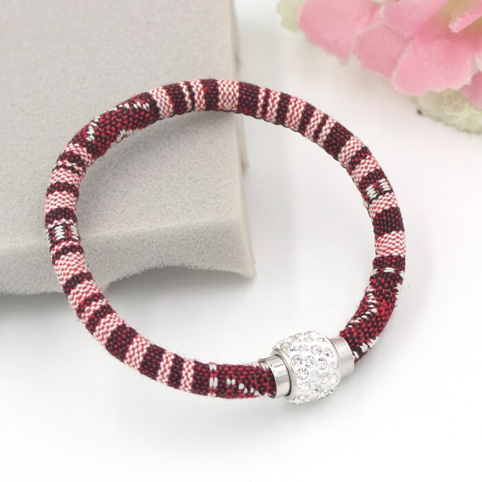 9 Kleuren Crystal Magnectic Dichter Bangle Armband Etnische Mexicaanse Stijl Katoenen Touw Boho Armbanden Voor Vrouwen Bijoux Pulsera: Color 4