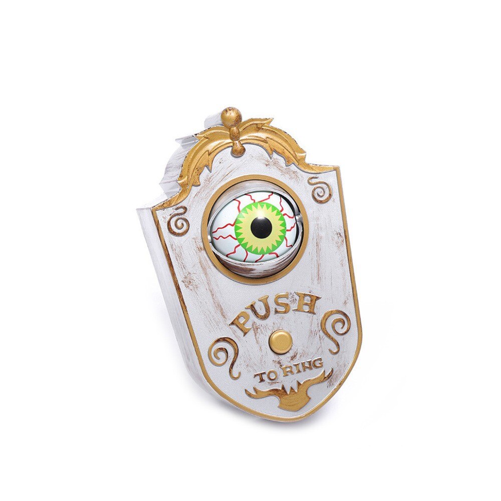 En eyed doorbell halloween dekorasjon med brennende øyne skremme stemme hjemsøkt hus dør dekorasjon elektrisk leketøy skrekk rekvisitter 1pc: Hvit