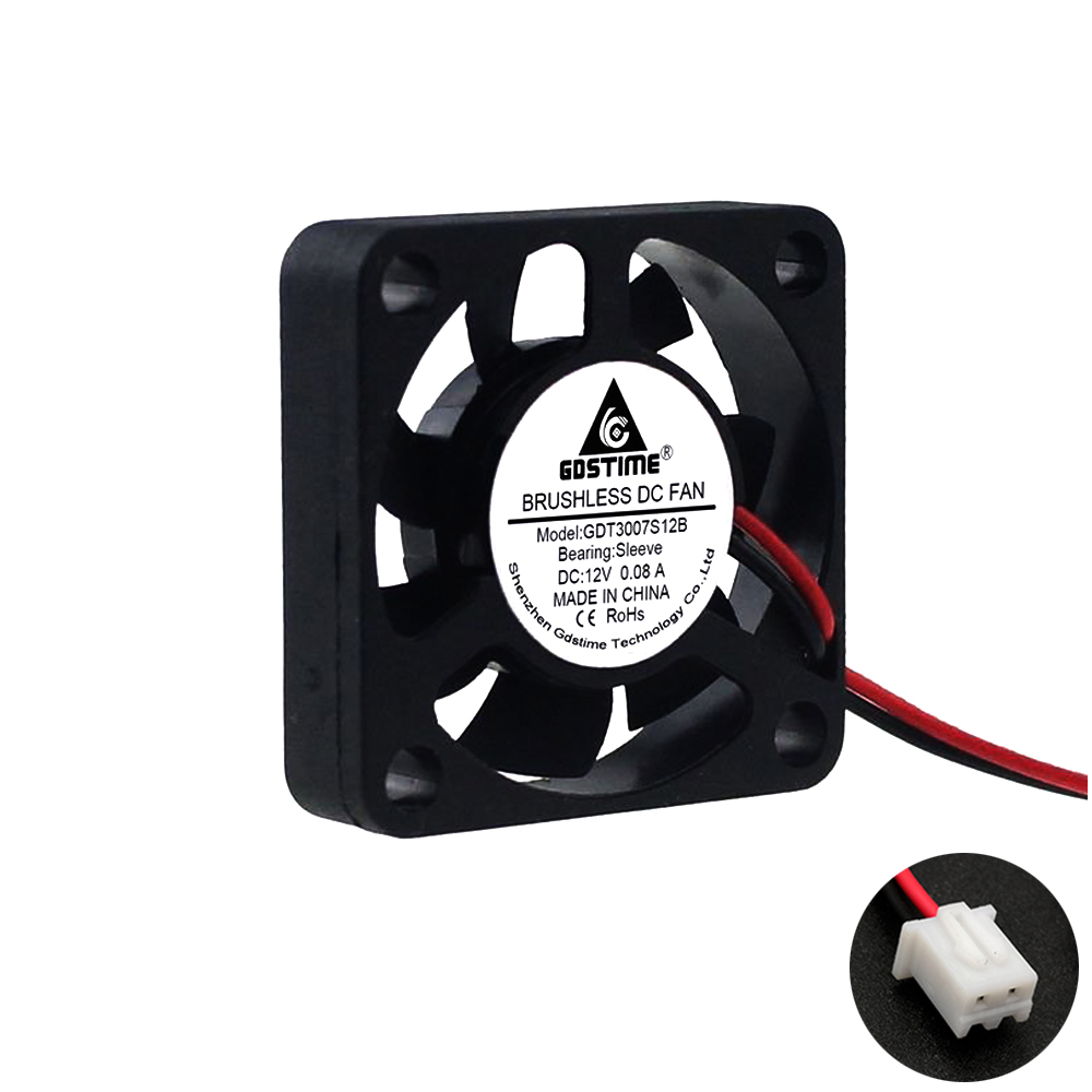 3007 Borstelloze Fan Dc 5V 12V 3Cm 30Mm 30X30X7mm Kleine Voeding Koeling 3D Printer Mini koellichaam Laptop: 12V   XH2.54   2Pin