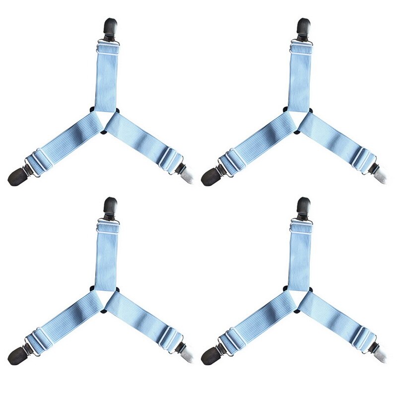 4Pcs Grippers Suspender Cord Hook Loop Clasps Adjustable Elastic Mattress Cover Adjustable Bed Sheet Fasteners Straps 35: Blue clip