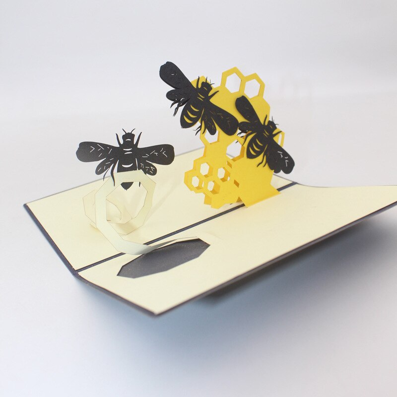 3d håndlavede tegneserie nestende bier papir invitation lykønskningskort med kuvert børns dag børn fødselsdagsfest