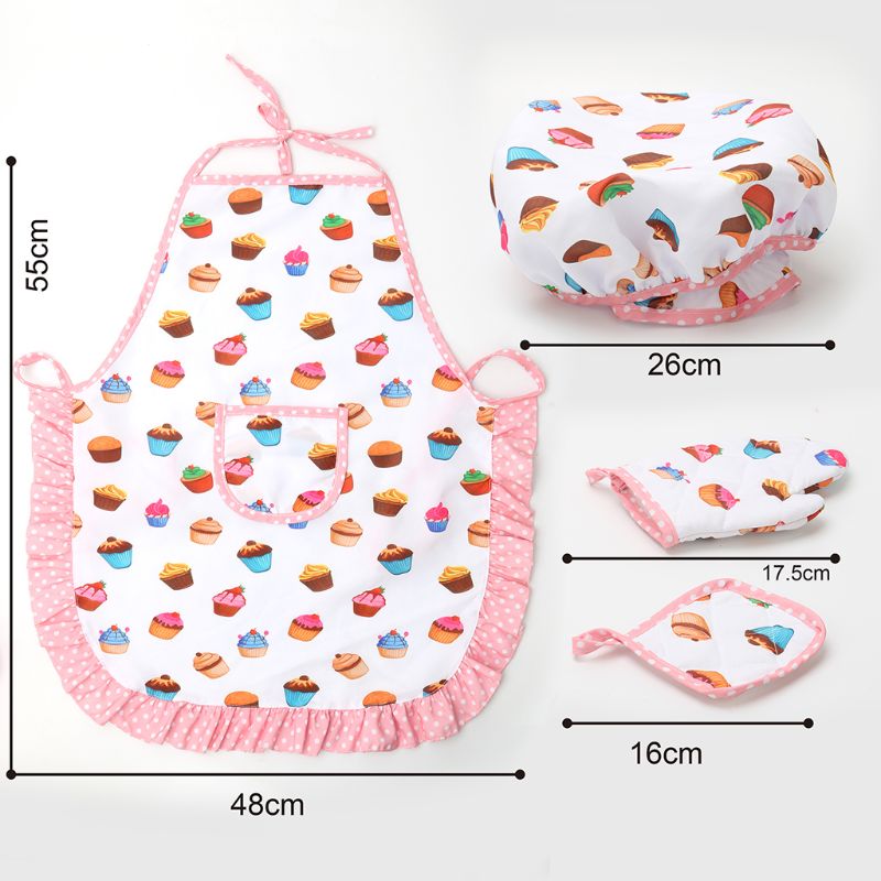 11pcs/set Kids Cooking Baking Kit Kitchen Chef Costume Role Play Apron Hat Gloves Set For Children