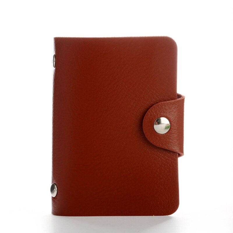 Skórzany identyfikator firmy PU etui na karty kredytowe kieszonkowy portfel portmonetka Organizer C90E: Brown 12 Bits
