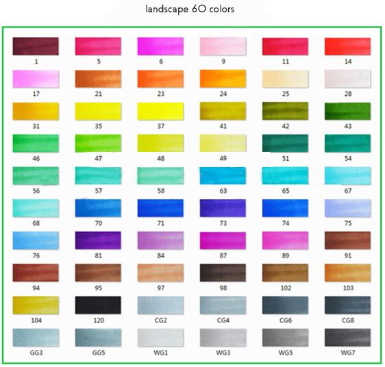 30/40/60 Colors Graphic Marker Pen Set Sketch Art Markers Double Headed Color Art Pens Paiting Pen with 4/5: landscape 60 colors