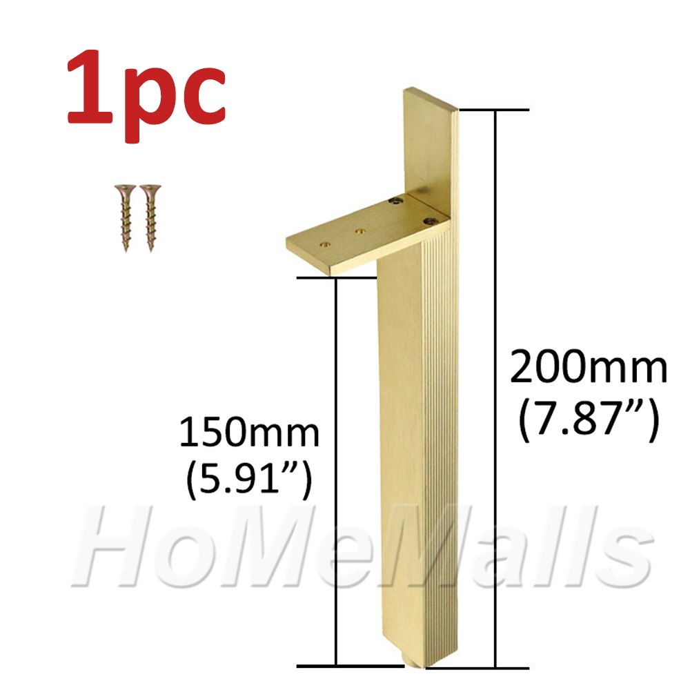 1pc Aluminium Alloy Furniture Legs For Sofa Leg Tea Table Support Leg Cabinet Foot Metal Furniture Feet Hardware Black Gold: 1pc 200mm Gold