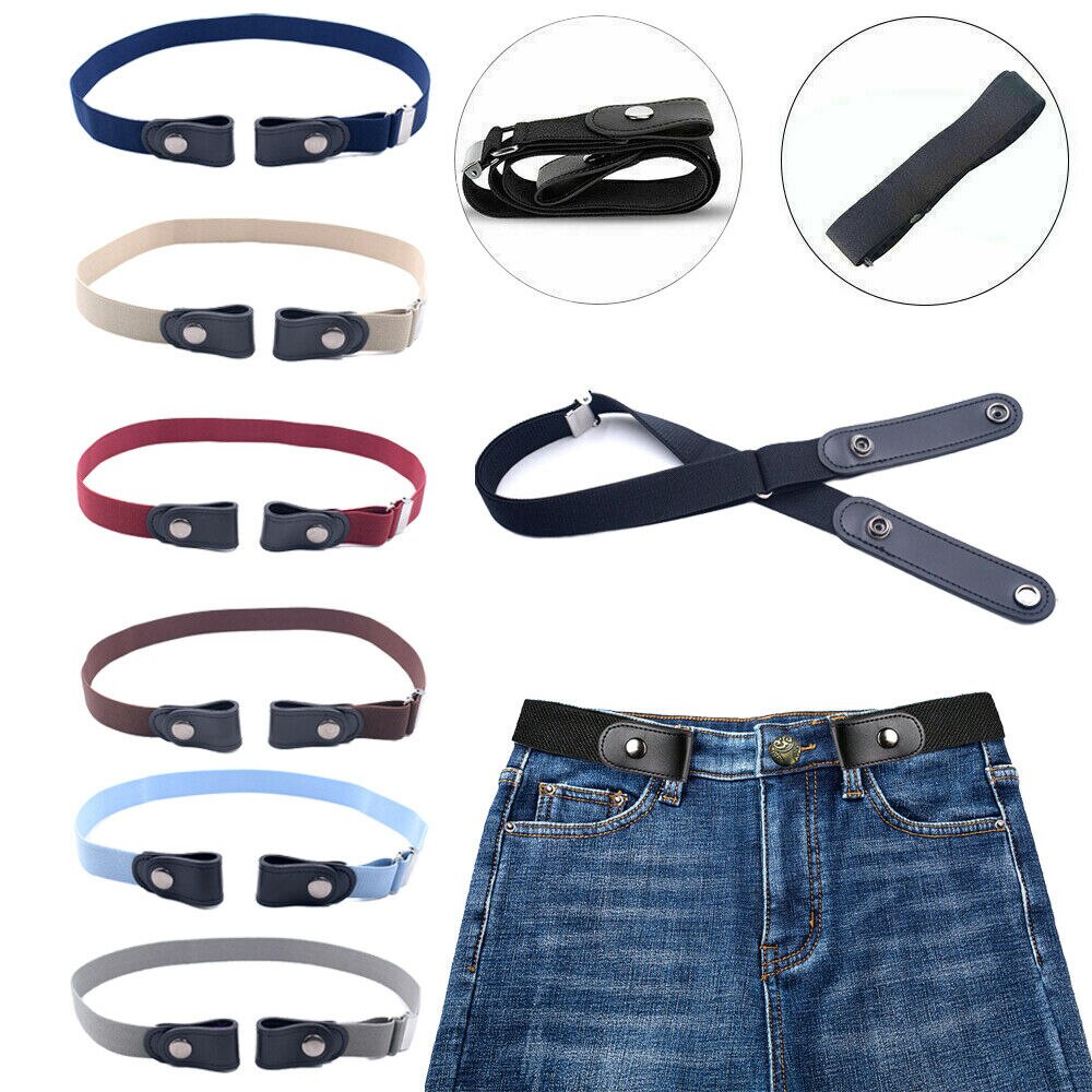 Trend Men Women's Buckle-Free Elastic Invisible Belts Jeans Trousers Casual Clothes Accessories Simple Waistband