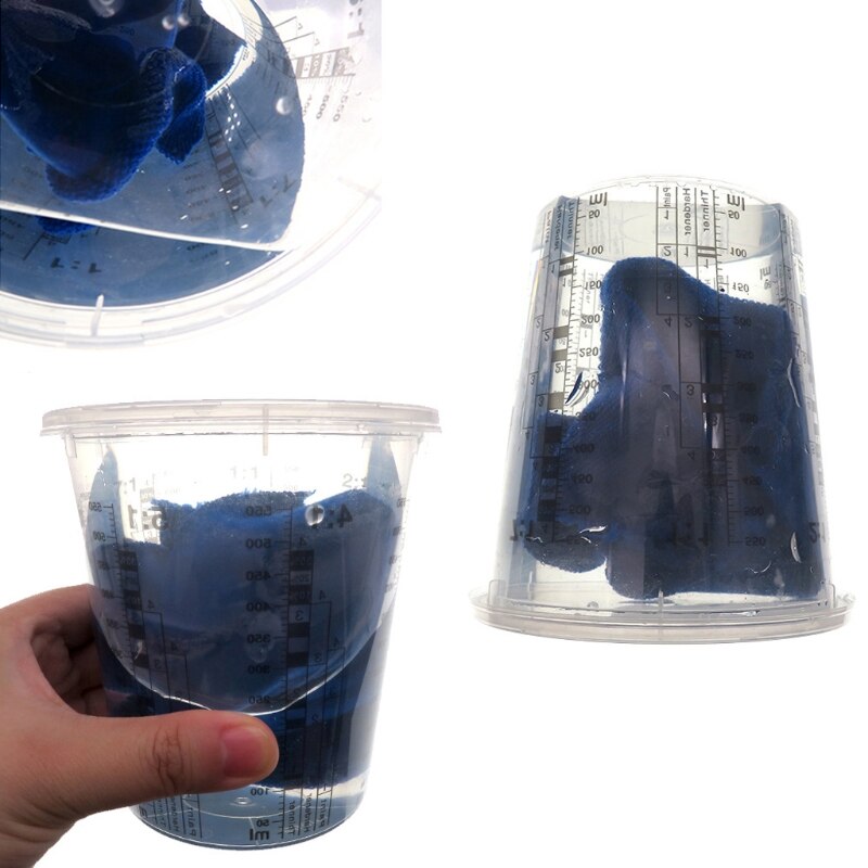 Tasses de mélange de peinture en plastique transparentes graduées jetables de 5 pièces