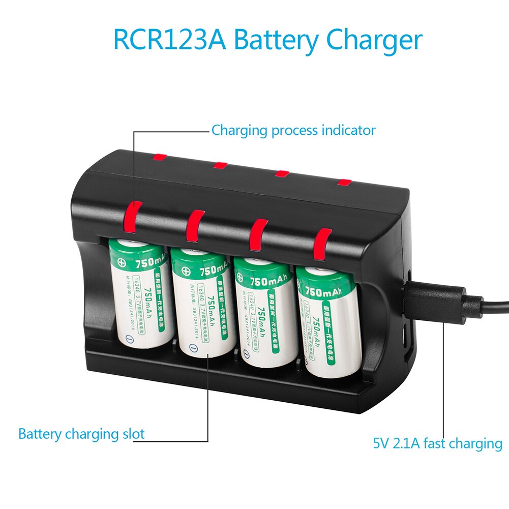 5V 300mAh 8 Slot Battery Charger with USB Charging Port for CR123A Batteries _WK