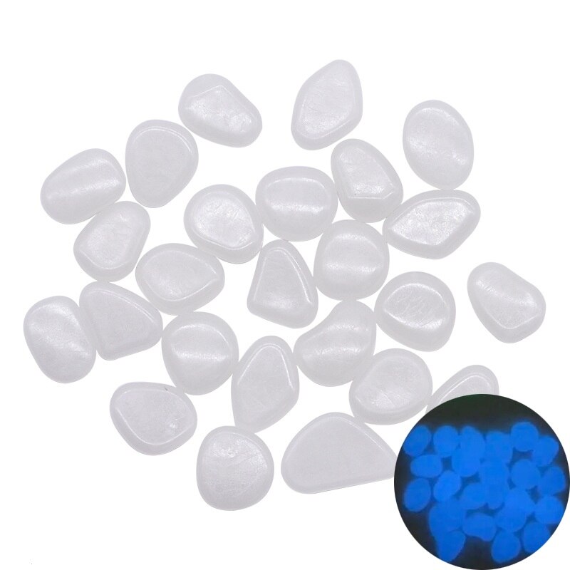 50Pcs Glow In The Dark Pebbles Glow Stones Rocks For Walkways Garden Path Patio Lawn Garden Yard Decoration Luminous Stones: White