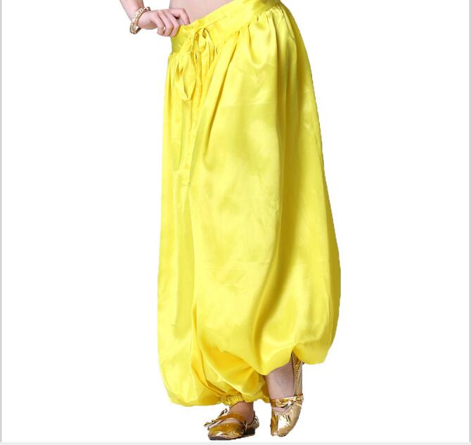 Pantalones bombachos de estilo Tribal para danza del vientre, pantalón indio de danza del vientre, pantalones bombachos egipcios para Navidad, Color sólido,: Amarillo