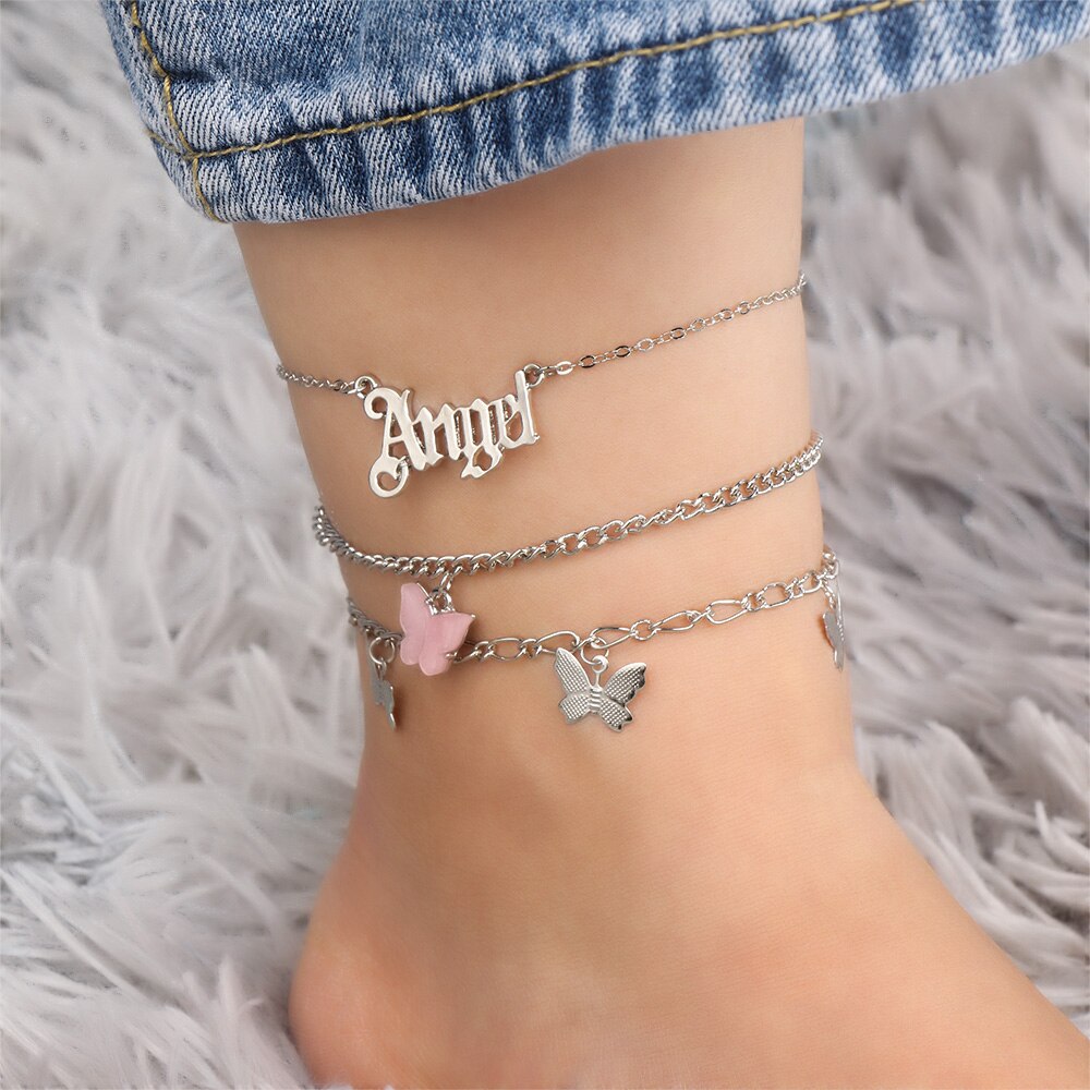 Kvinder flerlags måne ankelkæder barfodet hæklede sandaler fodkæde smykker ankel fod ankelkæder armbånd til kvinder benkæde: 3