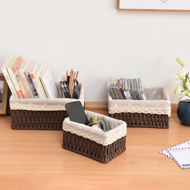 Rieten Opbergmanden Geweven Keuken Organizer Box Wasmand Snack Speelgoed Opbergdozen Bureau Accessoire Room Decor