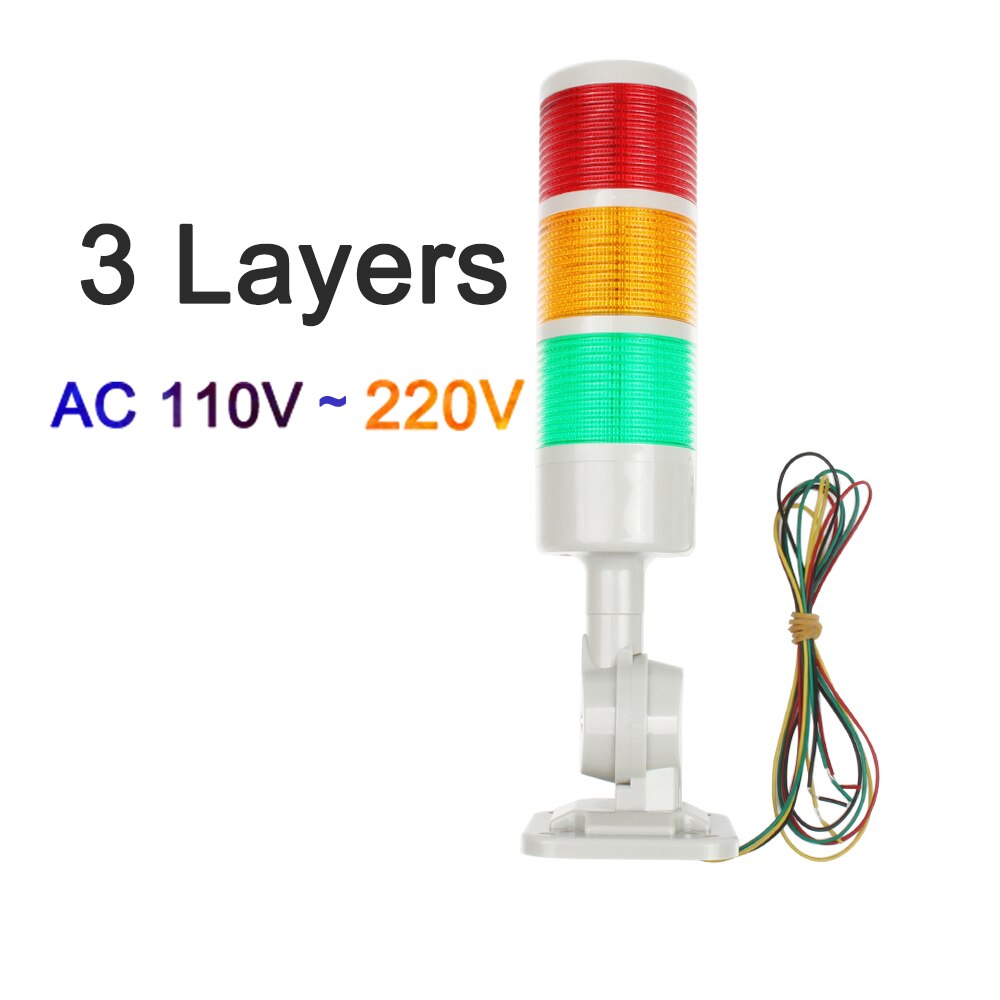 3 layers Rotatable 180 Stack light Red warning light industrial for CNC machine DC 24V 12V AC220V 110V Steady flashing light LED: AC 110V-220V