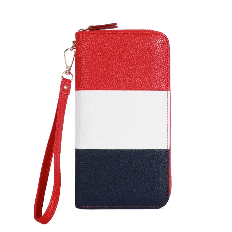 Women's Wallet RFID Blocking Multi Credit Card High Capacity Zipper Clutch Travel Bag Wrist Guard: Red