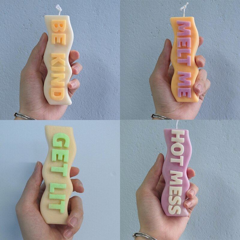 Molde de silicona con letras 3D para fabricación de velas, molde hecho a mano de resina para jabón, cubo de hielo, decoración para en casa, Kit de fabricación de velas de