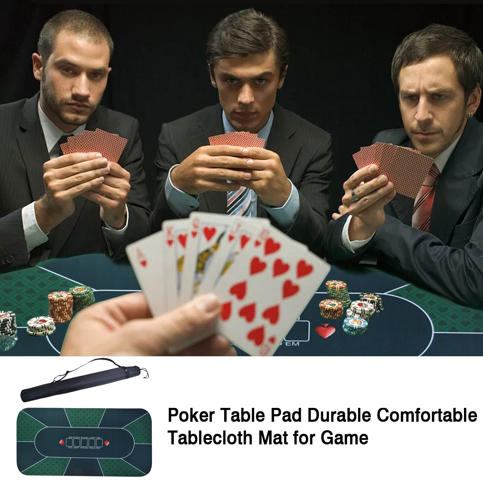 180*90cm texas hold'em poker matte semsket gummi bordduk bordplate digital print casino poker brettspill med bæreveske