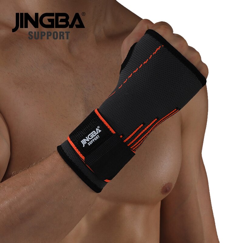 Jingba Ondersteuning 1 Pcs Gewichtheffen Polsbanden Ondersteuning Beschermende + Pols Brace Joint Protector Boksen Hand Wraps: Bandage Orange / XXL-XXXL